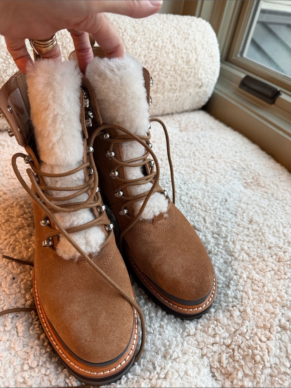 Marc Fisher Chestnut Suede Lace-Up Ankle Booties